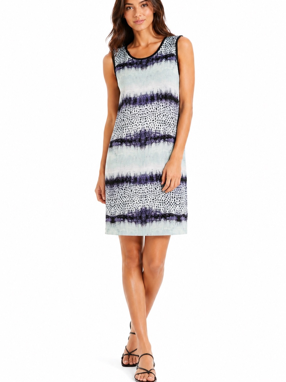 Tart Size XS Sleeveless Blue & Black Patterned Shift Dress